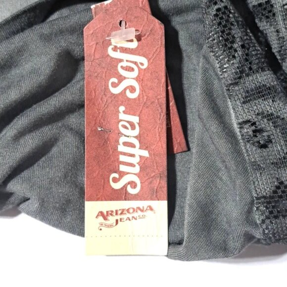 Arizona Jeans Top Super Soft 3/4 Sleeve Lace Grey Lightweight Tunic Stretch Sz L - Picture 8 of 9